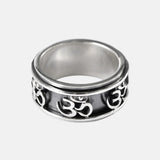 S925 Sterling Silver Retro Thai Silver Trend Sanskrit Rotable Ring Men's Wide Face Fashion Ring