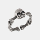 Gothic Skull Rings 925 Sterling Silver Punk Rock Band For Men and Women Adjustable Size 7-10 Fine Jewelry Gift