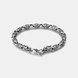 925 Sterling Silver Six Words Beaded Chain 6mm Mantra Bracelet For Men with Double Dragon Heads