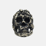 Real 925 Sterling Silver Naked Skull Rings For Men Retro Antique Motorcycle Biker Rings Punk Skeleton