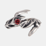 Solid 925 Sterling Silver Jewelry Mens Ring With Garnet Natural Stone Scorpion Male Openning Ring