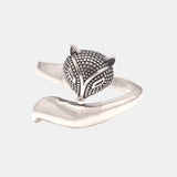 Really Pure 925 Sterling Silver Fox Irregular Ring Women's Animal Ring Retro Style Adjustable Jewelry