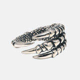 S925 Sterling Silver Eagle Claw Ring Thai Silver Retro Antique Punk Style Men's Ring Fine Jewelry