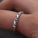 Real 925 Sterling Silver Viking Braided Rope Ring for Men Vintage Oxidized Twisted Adjustable Open Band Jewelry