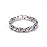 Real 925 Sterling Silver Viking Braided Rope Ring for Men Vintage Oxidized Twisted Adjustable Open Band Jewelry