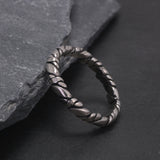 Real 925 Sterling Silver Viking Braided Rope Ring for Men Vintage Oxidized Twisted Adjustable Open Band Jewelry