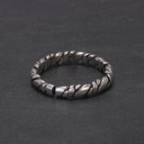 Real 925 Sterling Silver Viking Braided Rope Ring for Men Vintage Oxidized Twisted Adjustable Open Band Jewelry