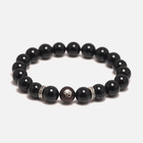 New in Natural Black Agate and Dragon Sandalwood Beads Bracelet 925 Sterling Silver Accessories Punk Jewelry for Men Wholesale