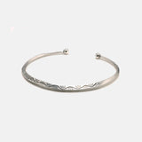 S925 Sterling Silver Open Varved Bangles for Women Thai Silver Carved Flowers Pattern Thai Silver Jewelry