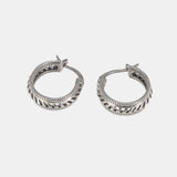 15mm Vintage 925 Sterling Silver Distressed Earring Striped Hollow Out Women's Jewelry