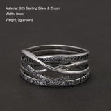 925 Sterling Silver Zircon Braid Ring for Women Closed Irregular Minimalist Vintage Party Female Finger Jewelry