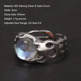 Authenic 925 Sterling Silver Opal Irregular Ring for Women Zircon Finger Rings Adjustable Vintage Y2K Fashion Jewelry