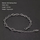 925 Sterling Silver Gothic Thorns Bracelet for Men Women Punk Hip-hop Vintage 6mm Chain Link Bracelet Stylish Jewelry Gift