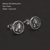 925 Sterling Silver Christian Stud Earrings for Men Women Prayer Hand Round Shaped Hip Hop Punk Ear Stud Fashion Retro Jewelry