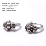 10mm Ear Bone Earrings 925 Sterling Silver Hoop Earrings For Women Ear Buckle Small Earlobe Earrings Mens Retro Punk Jewelry