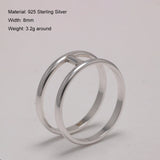 True Pure 925 Sterling Silver Double Layered Women's Plain Ring Wide Ring Minimalist Jewelry