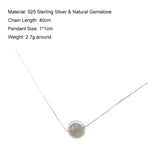 Real Pure 925 Sterling Silver Labradorite Pendant Necklace With Box Chain Simple Elegant Natural Gemstone Collier For Women