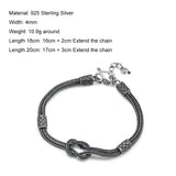 Braided Knot Bracelet Handmade Viking Jewelry Real Pure 925 Sterling Silver For Men and Women