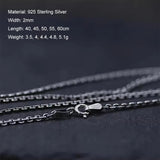 Real 925 Sterling Silver Link Chain Necklace For Men and Women 2mm Retro Vintage Thai Silver Cross Simple Necklace Chain