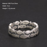 925 silver lovers ring archaized craft men and women hollow-out double row Thai silver bright  small fish ring