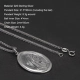925 Sterling Silver Goddess Relief Portrait Pendant Necklace for Women Men Oval Shaped Vintage Retro Fashion Fine Jewelry Gift