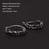 925 Sterling Silver Gothic Thorn Huggie Earrings for Men Women Punk Retro Cool Spiky Hoop Earrings Hip-hop Party Y2K Jewelry