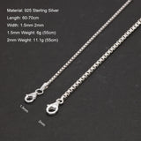 925 Sterling Silver 2mm Necklace Box Chain All Matching Pendant Accessories Men's and Women's Fine Jewelry