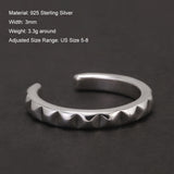 925 Sterling Silver Minimalist Retro Geometric Ring for Women Men Rivet Rings Opening Type Adjustable Punk Creative Jewelry Gift