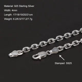 4mm 925 Sterling Silver Diamond-Cut Paperclip Chain Bracelet for Men Cable Link Chain Simple Hiphop Fashion Party Jewelry