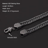 6mm Solid 925 Sterling Silver Foxtail Necklace for Men Handmade Braided Chain Retro Antiqued Fashion Jewelry Accessories