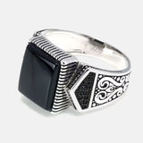 Guaranteed Mens Rings Silver s925 Antique Turkish Rings For Mens Signet Ring With Stone Color Square Turkish Jewelry Anello Uomo