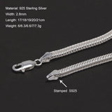 2.8mm 925 Sterling Silver Fox Tail Chain Bracelet for Men Women High Polished Classic Bracelet Simple Trendy Jewelry Accessories