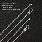 S925 Sterling Silver Necklace for Men and Women Simple Fashion Elegant Couple Jewelry