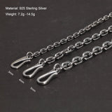 Thin Silver Bracelet Mens Womens Vintage Punk Link Chain 925 Sterling Silver Bracelets Simple Design With Hooks Bileklik