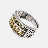 Real S925 Vintage Sterling Silver Wealth Coin Abacus Ring Open Style Men's and Women's Feng Shui Jewelry