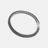 Sterling Silver 999 Twisted Woven Bracelet Bangle for Men and Women Braided Antique Hemp Rope Punk Rock Jewelry