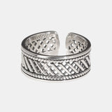 Real 925 Sterling Silver Adjustable US7-10 Ring Men and Women Geometrical Pattern Simple Hollow Design Jewelry