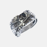 Fashion Pure 925 Sterling Silver Jewelry Matte Women's Chinese Style Lotus Flower Open Ring