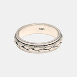 Genuine 925 Sterling Silver Spinner Band Rings For Men and Women Braided Twist Rope Stress Relieving Jewelry