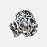 100% Real 999 Pure Silver Jewelry Men's Skull Ring Retro Punk Vintage Charm Fashion Jewellery Never Fade Boyfriend Gift Party