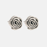 Handmade Silver Rose Flowers Stud Earrings for Women S925 Sterling Silver Female Vintage Earrings Simple Fashion Jewelry