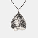 Sterling Silver 999 Vintage Pendant for Men and Women Bodhisattva Buddhist Religious Amulet Charm Necklace Fine Jewelry