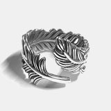 US 6-10 Ring 925 Silver Retro Simple Fashion Women Ring Thai Silver Leaf  Shape Opening Adjustable Fine Jewelry