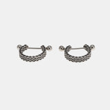 925 Sterling Silver Jewelry Simple Braid C-shaped Retro Punk Personality Earrings for Men and Women