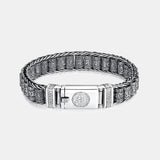 Real 925 Sterling Silver Roller Bracelet Men Six True Words Vintage Punk Hand-woven Rotatable Prayer Wheel Mantra Link Chain