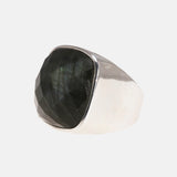 925 Silver Ring Ladies Natural Labradorite Square New Glossy Minimalist Wedding Ring Ladies Jewelry Sterling Silver