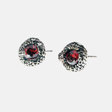 Real 925 Sterling Silver Circling Snake Stud Earrings for Women Inlaid Red Garnet Onyx  Natural Stone Vintage Earrings