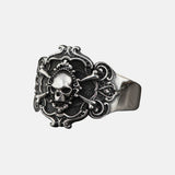 100% Real 925 Pure Silver Jewelry Men's Skull Ring Retro Punk Retro Locomotive Ring Opening Adjustable Fine Jewelr