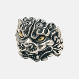 S925 Sterling Silver Men's Domineering Brave Ring Retro Thai Silver Exaggerated Old Beast Personality Ring