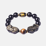 Buddhism Feng Shui Obsidian Stone Beads Bracelet Men Women Unisex Brave Troops Wristband Black Pixiu Wealth Lucky Bracelets